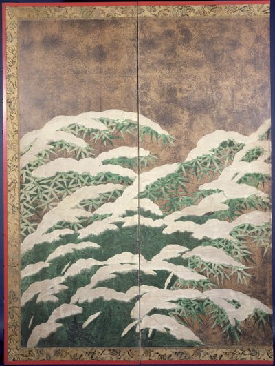 Bambus im Schnee, ca. 1600 (Tinte, Farben, Gold und Silber auf Papier) von Mitsuyoshi Tosa